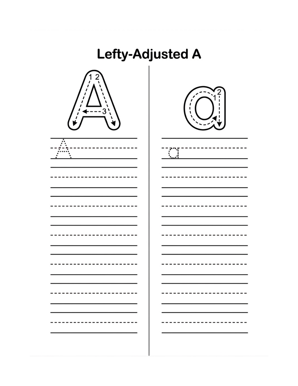 Left Handed Handwriting Workbook for Kids