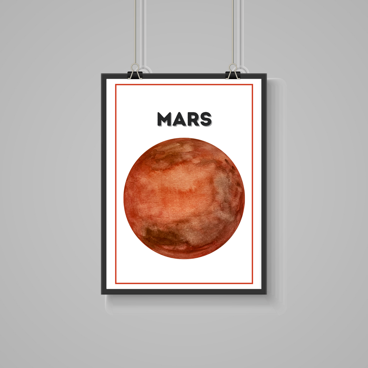 Earth watercolor planet poster framed