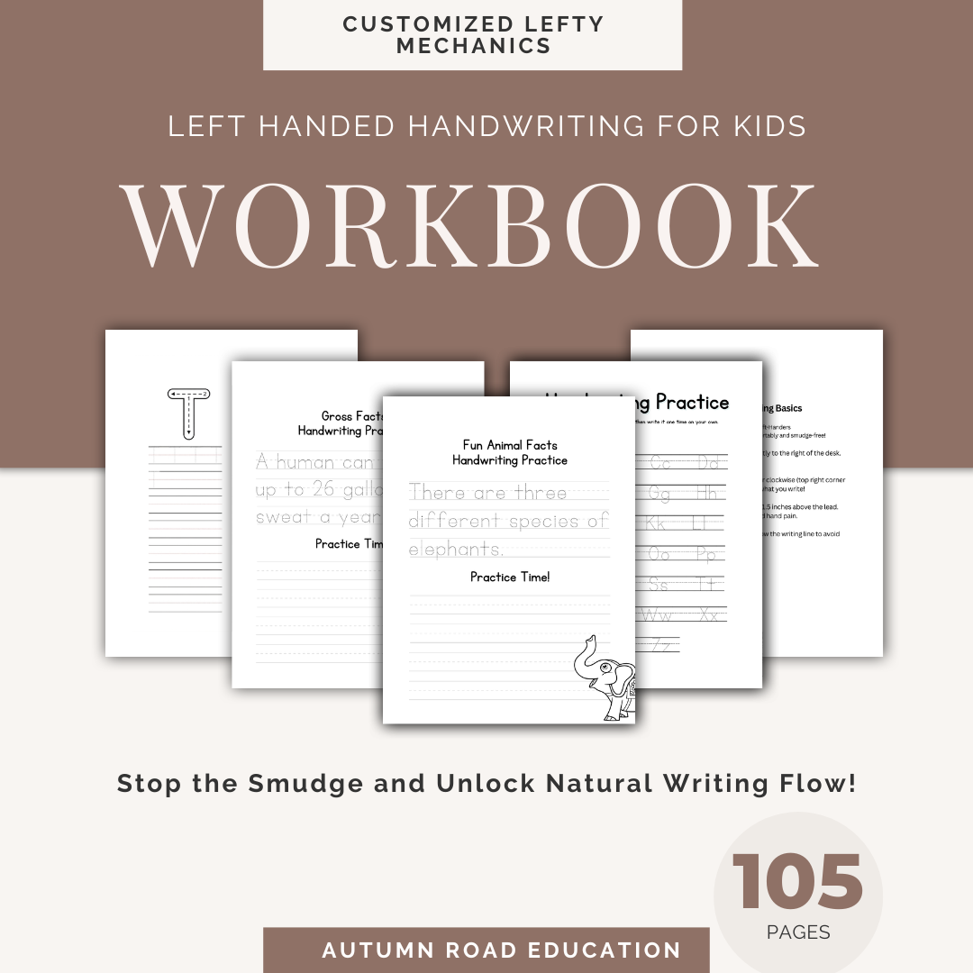 Left Handed Handwriting Workbook for Kids | Ages 6-10 Print Writing Practice | Smudge-Free Pull-Stroke Method | Homeschool, Classroom & OT Handwriting Workbook