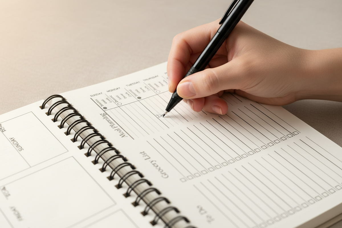 Hand Writing in Meal Planning Page