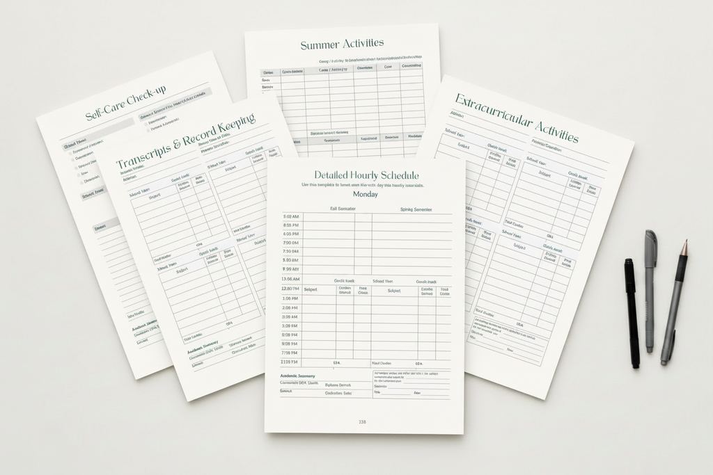 Homeschool Planner Interior Pages Black Font
