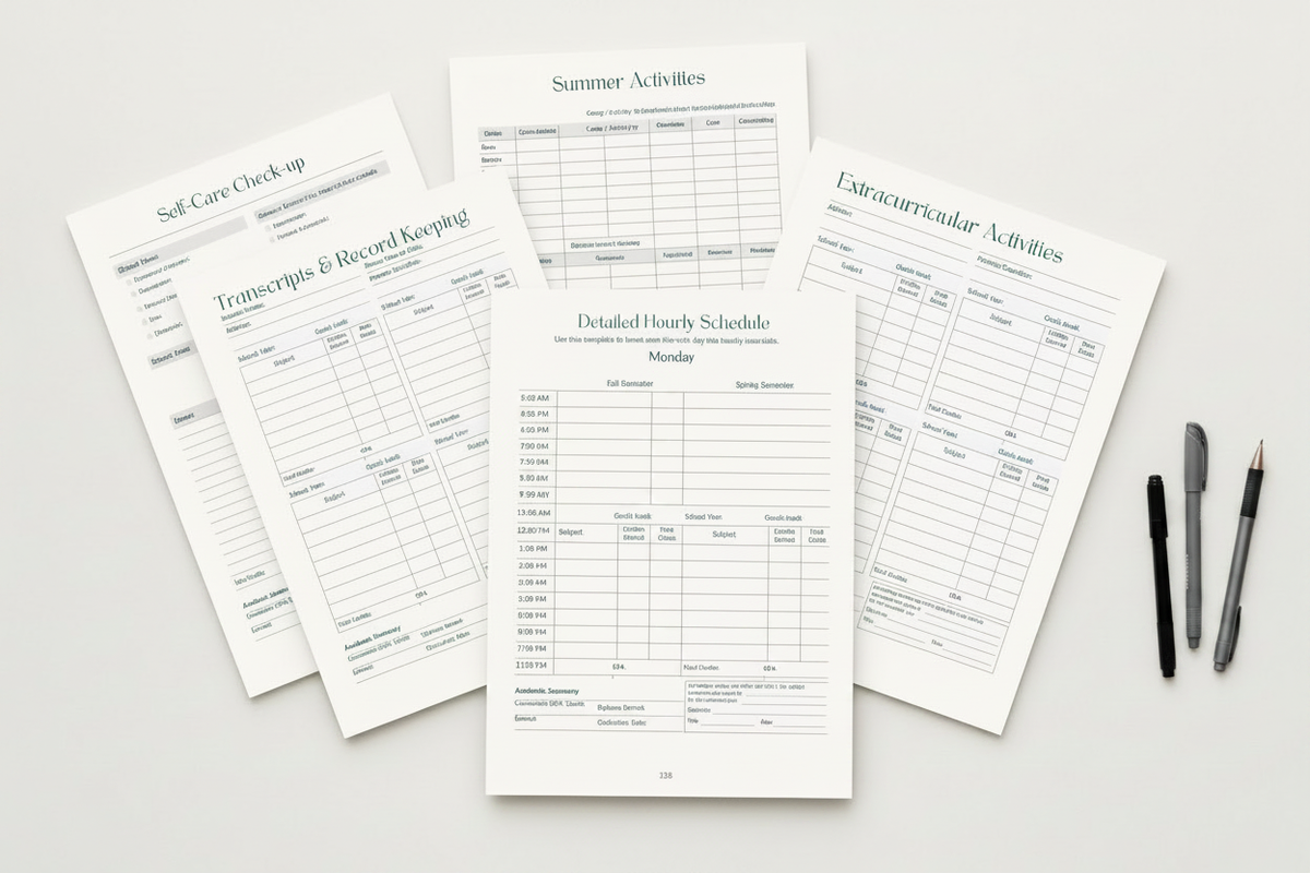 Homeschool Planner Interior Pages Black Font